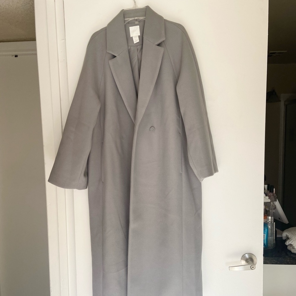 H&M Light Gray Long Wool-Blend Coat